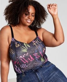 Nina Parker Trendy Plus Size Sleeveless Mesh Bodysuit  Created for Macy s   Reviews - Tops - Plus Sizes - Macy s at Macys